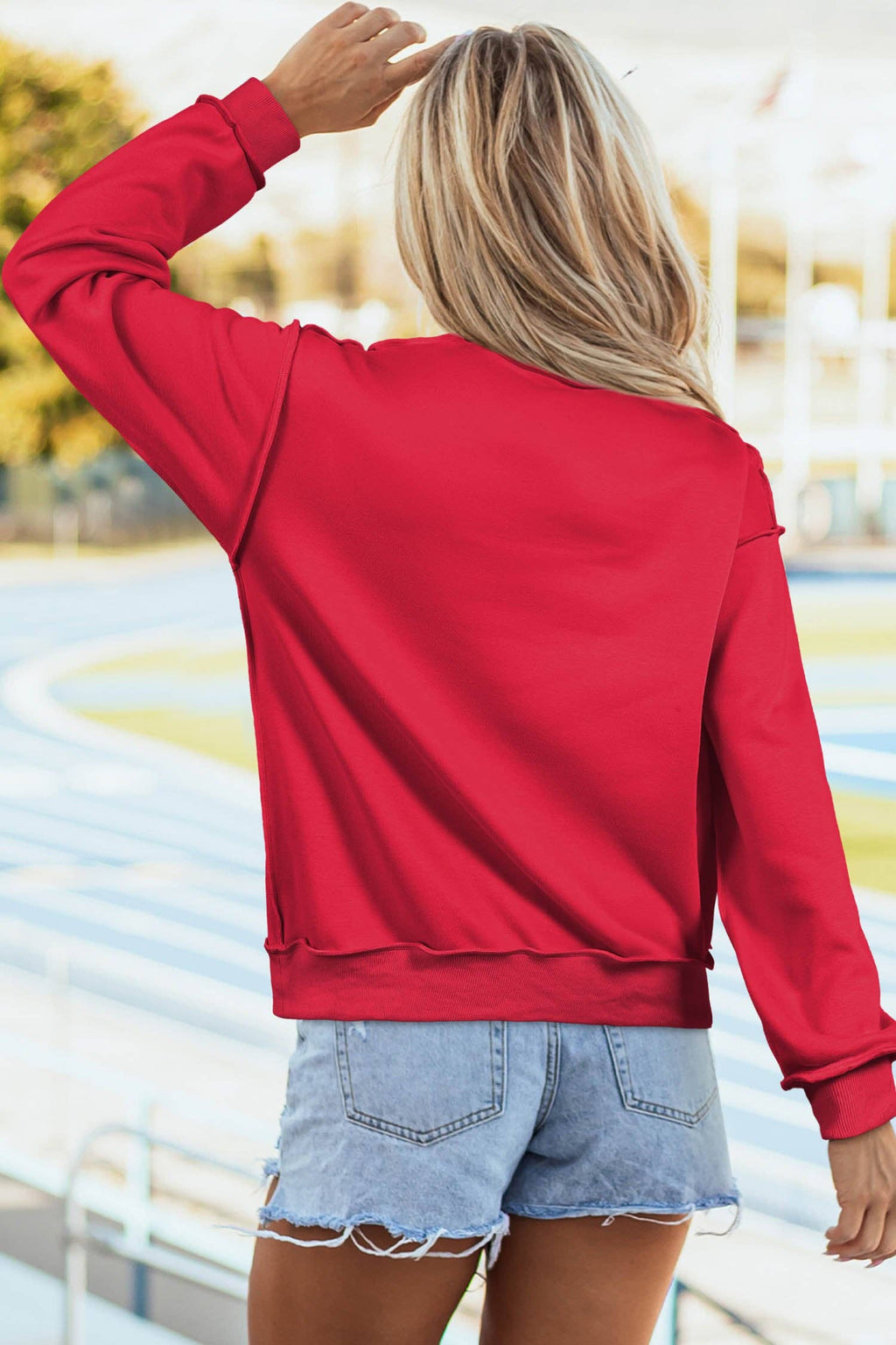 Racing Red ALABAMA/ AL Double Side Printed High Neck Reversible Baggy Sweatshirt