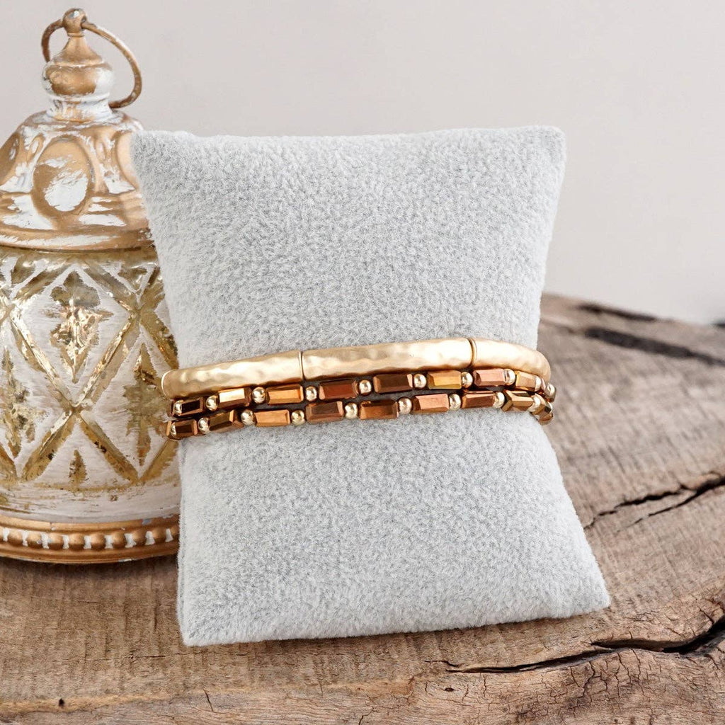 Glass Bead Stretch Bracelet Set with Bangle – Golden Harvest