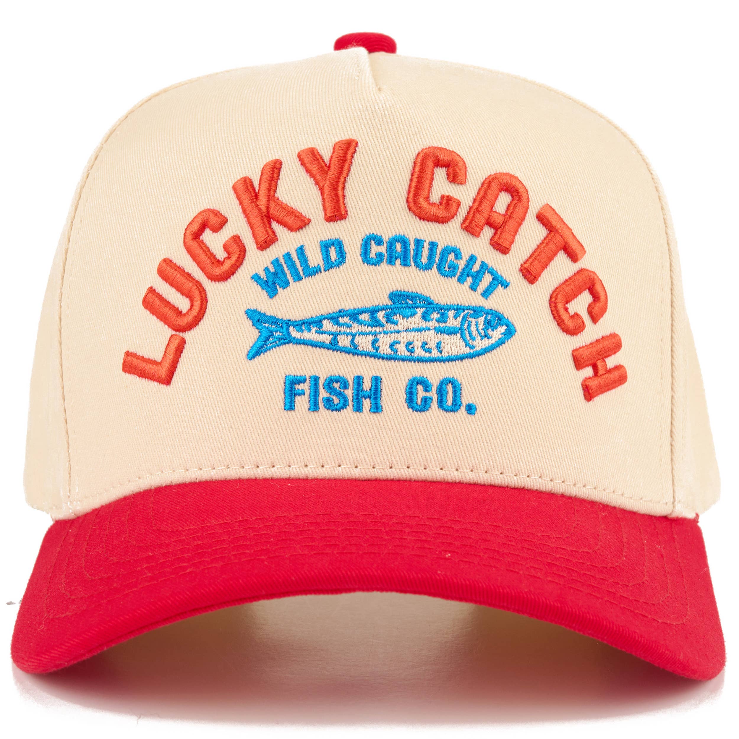 C.C LUCKY CATCH Embroidered Letter on Two Tone Trucker Hat