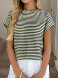 Army Green Striped Knit Sweater