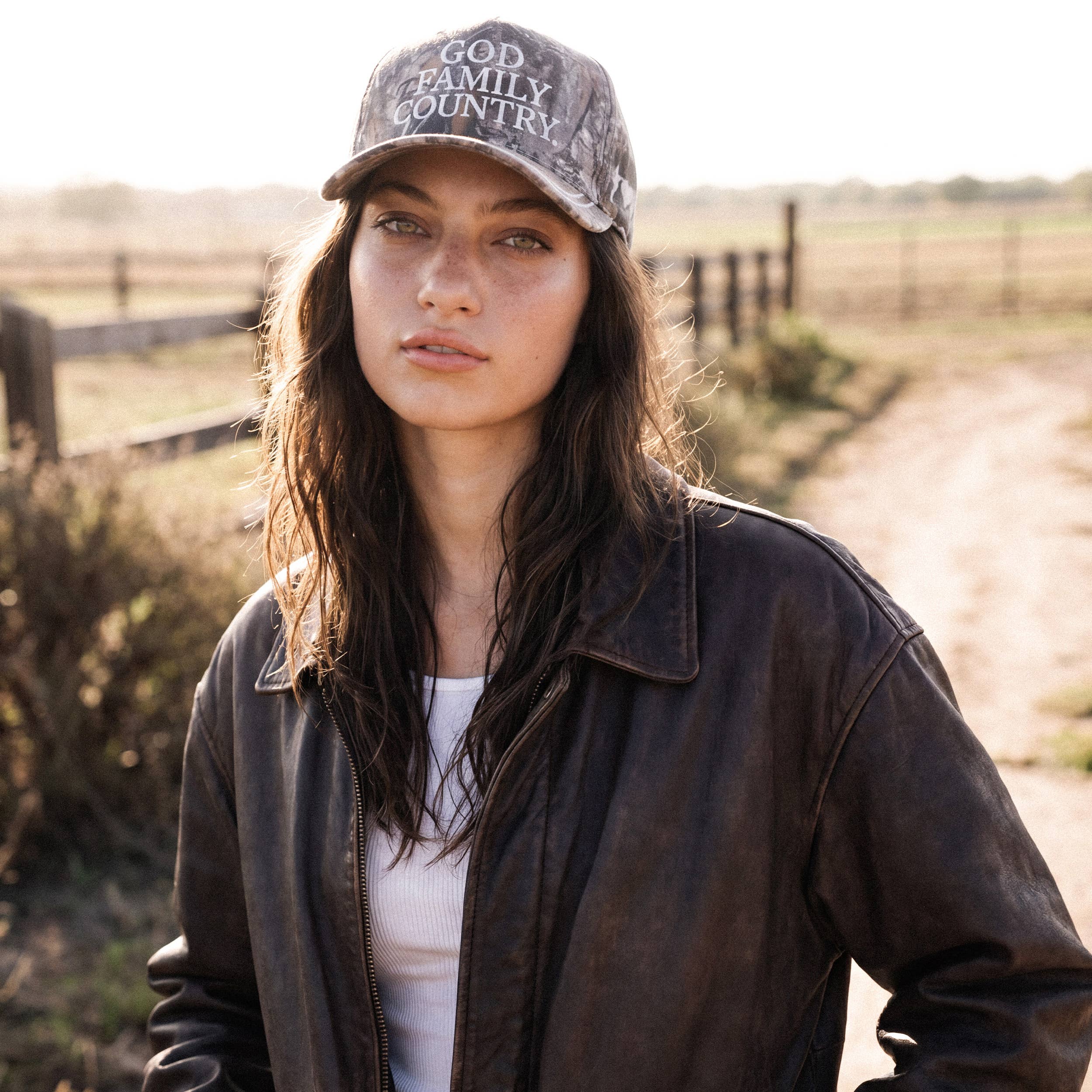C.C GOD FAMILY COUNTRY Letter Two Tone Trucker Hat