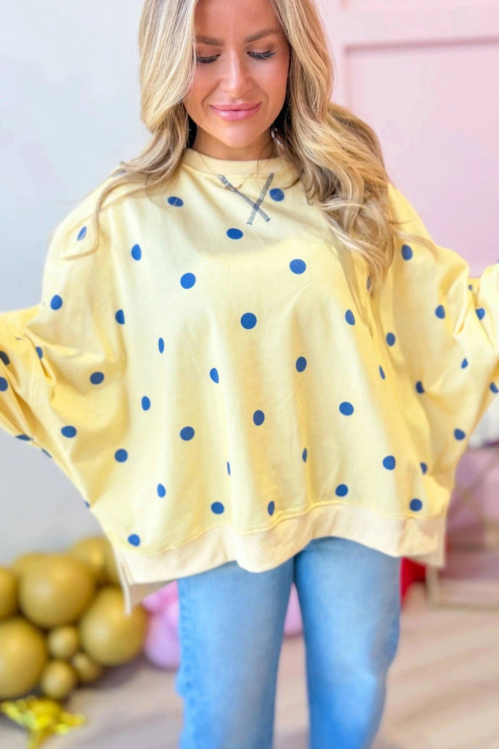 Polka Dot Oversized Sweatshirt