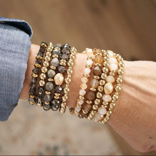 Beaded Bracelet Stack Set, Stretch Bracelet Stack, Layered Beaded Bracelets – Golden Drift