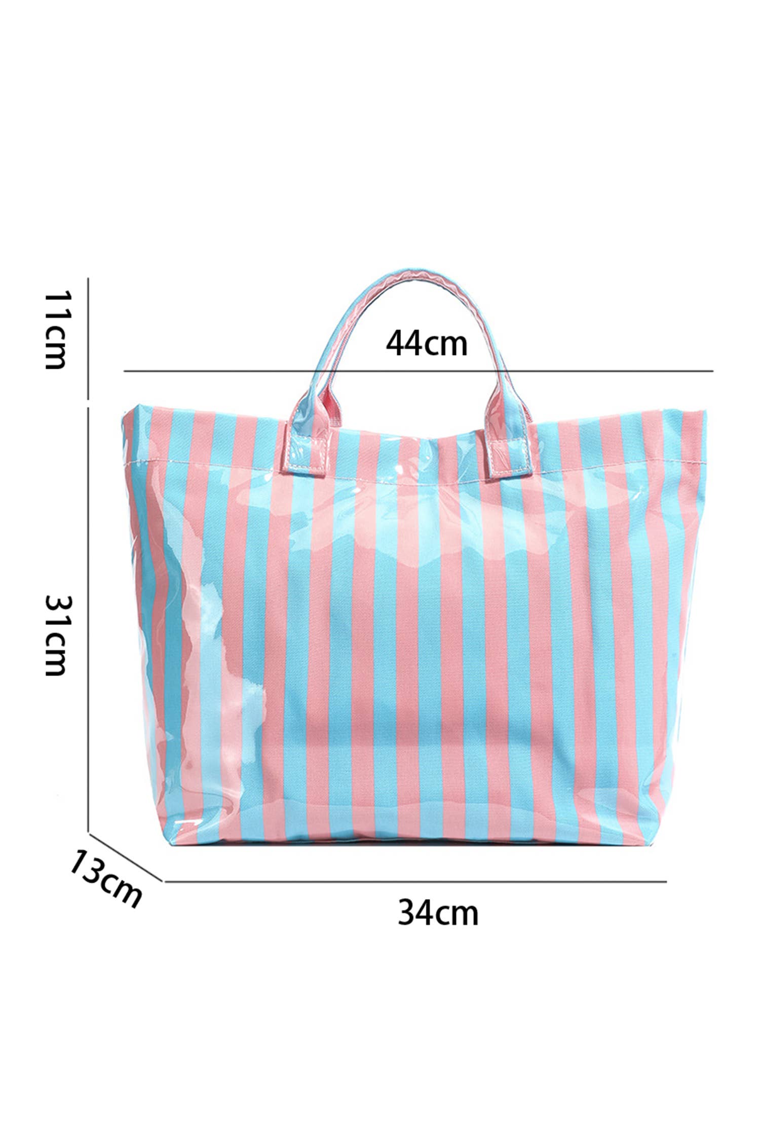 Glossy Striped Large Tote Bag