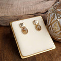 Quiet Gleam – Hammered Cabochon Stud Drop Earrings