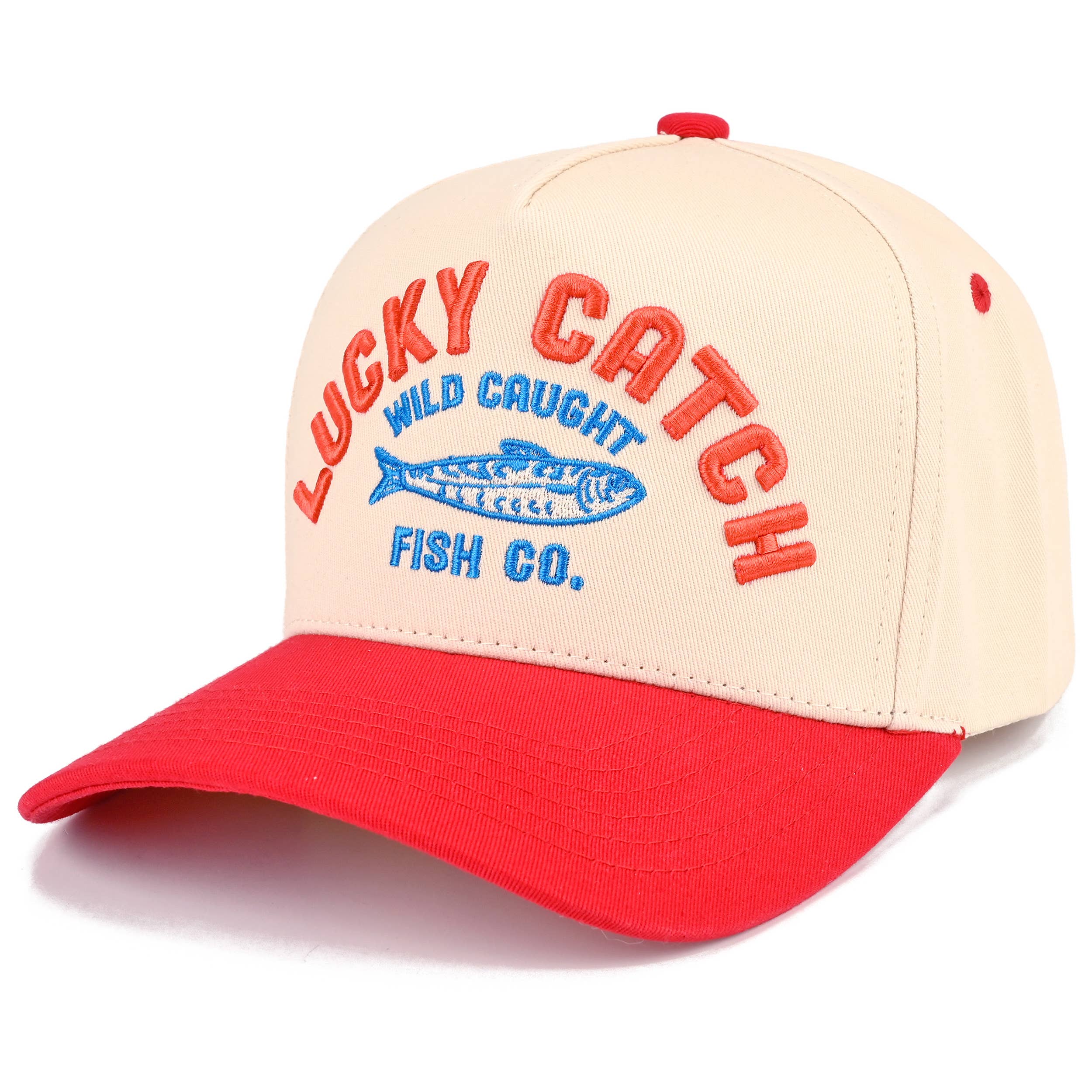 C.C LUCKY CATCH Embroidered Letter on Two Tone Trucker Hat