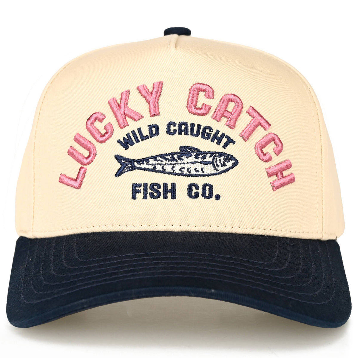 C.C LUCKY CATCH Embroidered Letter on Two Tone Trucker Hat
