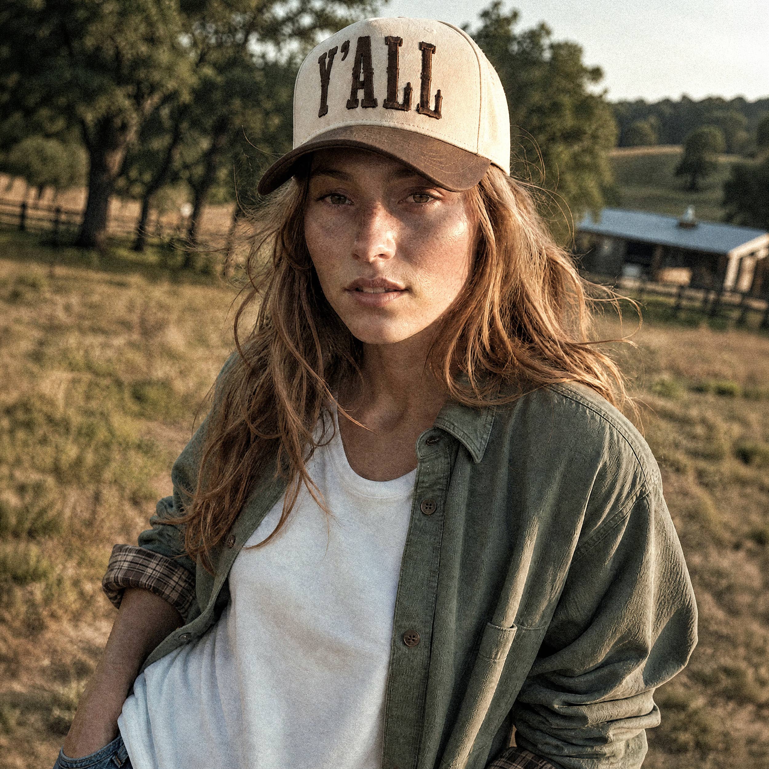 C.C Y'ALL Letter Embroidered Two Tone Trucker Hat