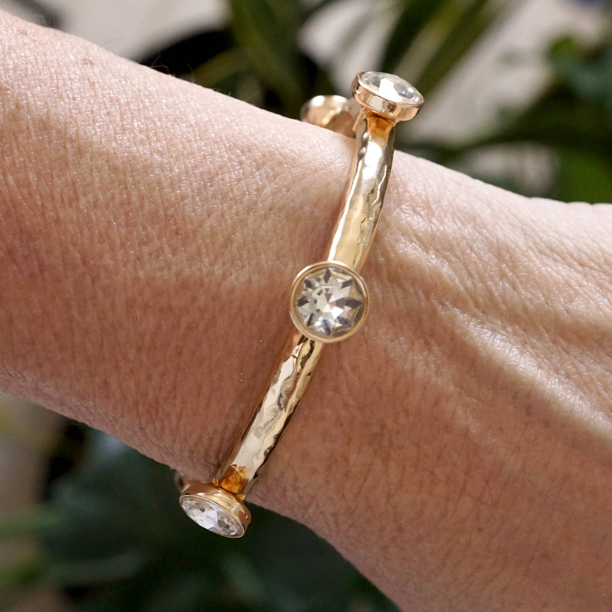 Sparkly clear crystals bangle in Gold Or Silver Tone