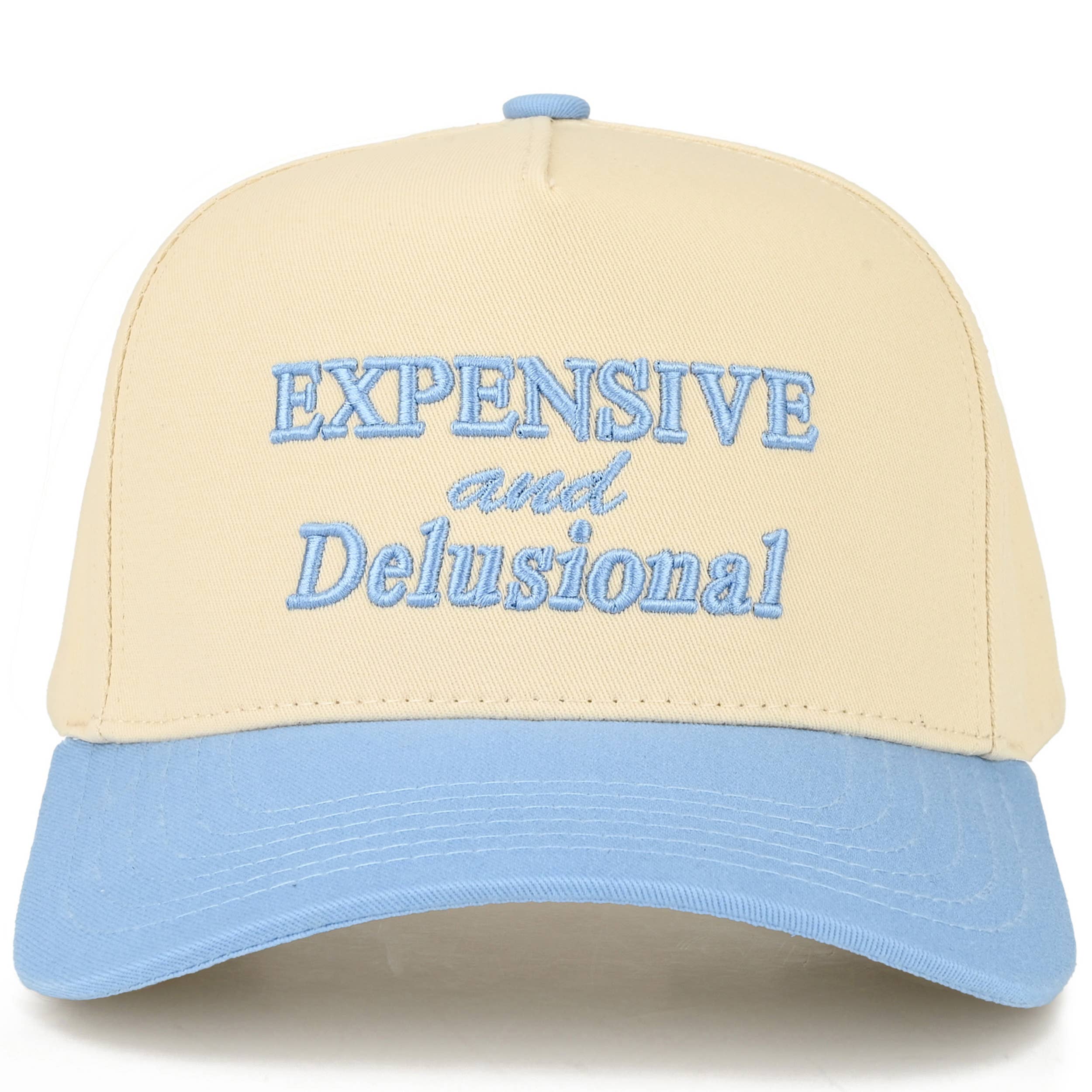 C.C EXPENSIVE AND DELUSIONAL Letter on Two Tone Trucker Hat