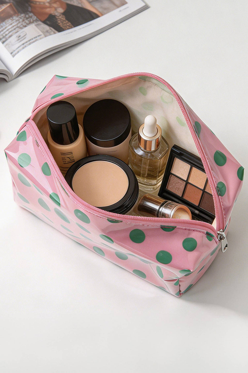 Durable PVC Polka Dot Makeup Bag