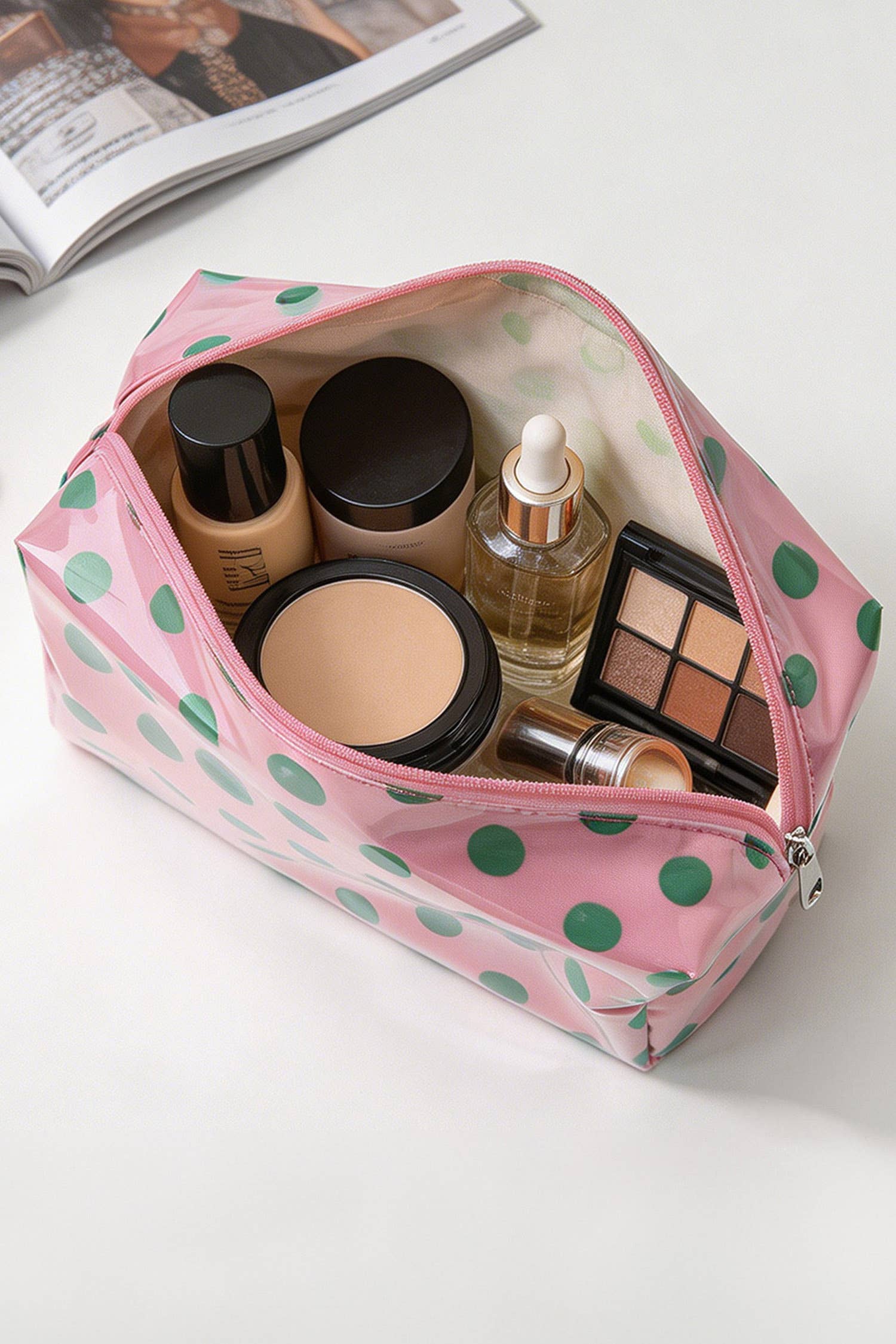 Durable PVC Polka Dot Makeup Bag