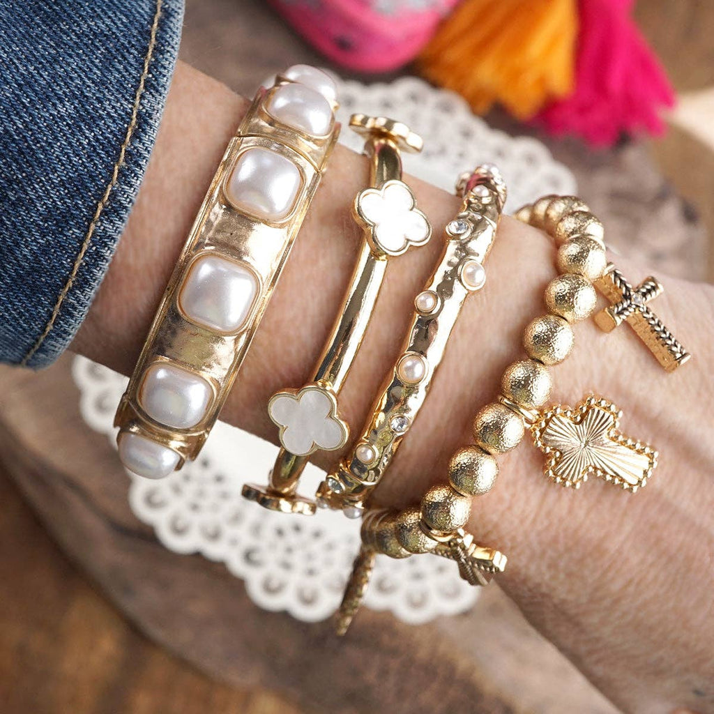 Eternal Glow – Eternity Stretchy Bangle with Cabochons or Pearls