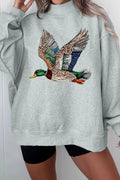 Mallard Duck Printed Graphic Baggy Sweatshirt