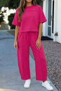 Solid Drop Shoulder Boxy Tee and Barrel Pants Set