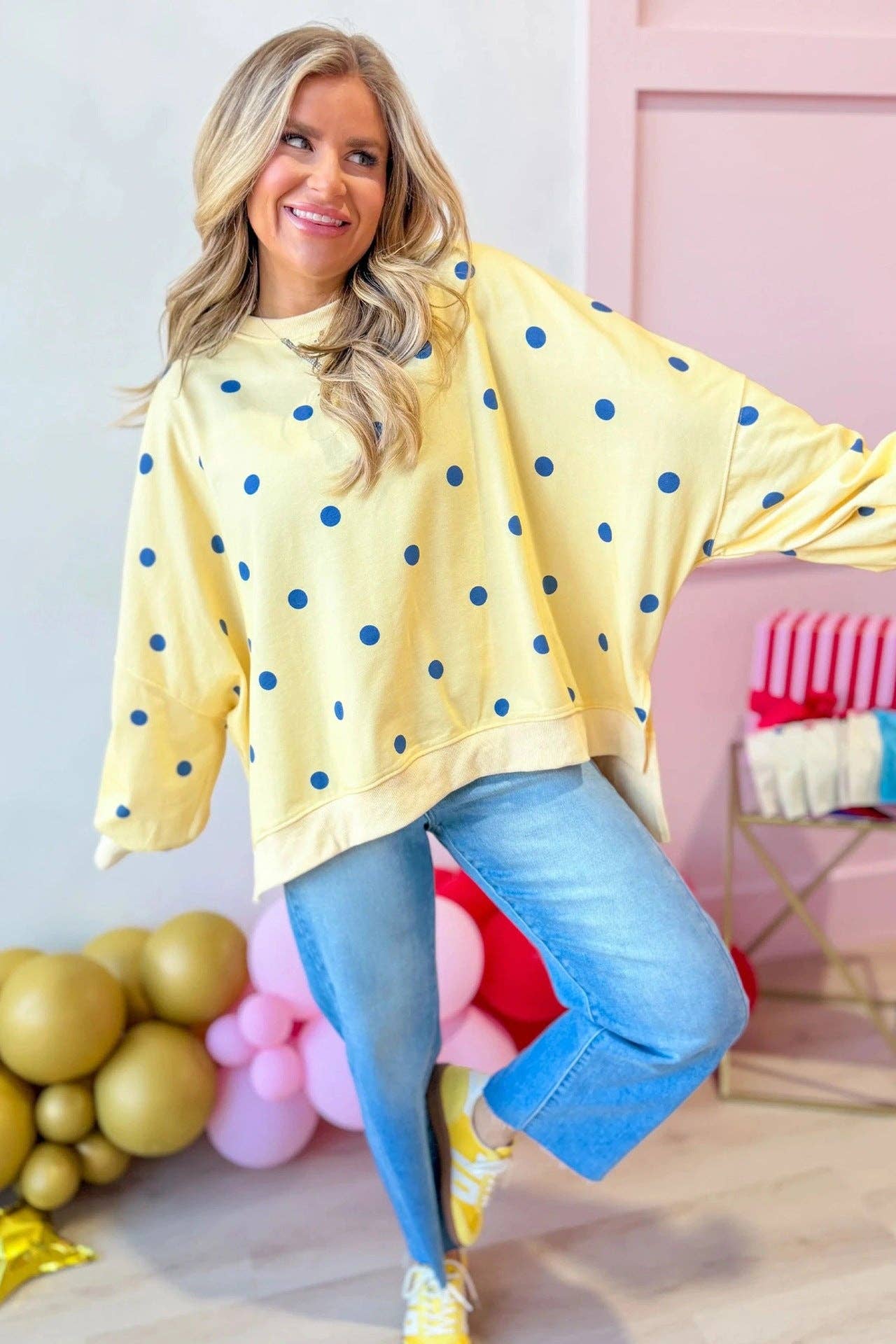 Polka Dot Oversized Sweatshirt