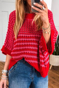 Color Block 3/4 Draped Sleeve Sweater