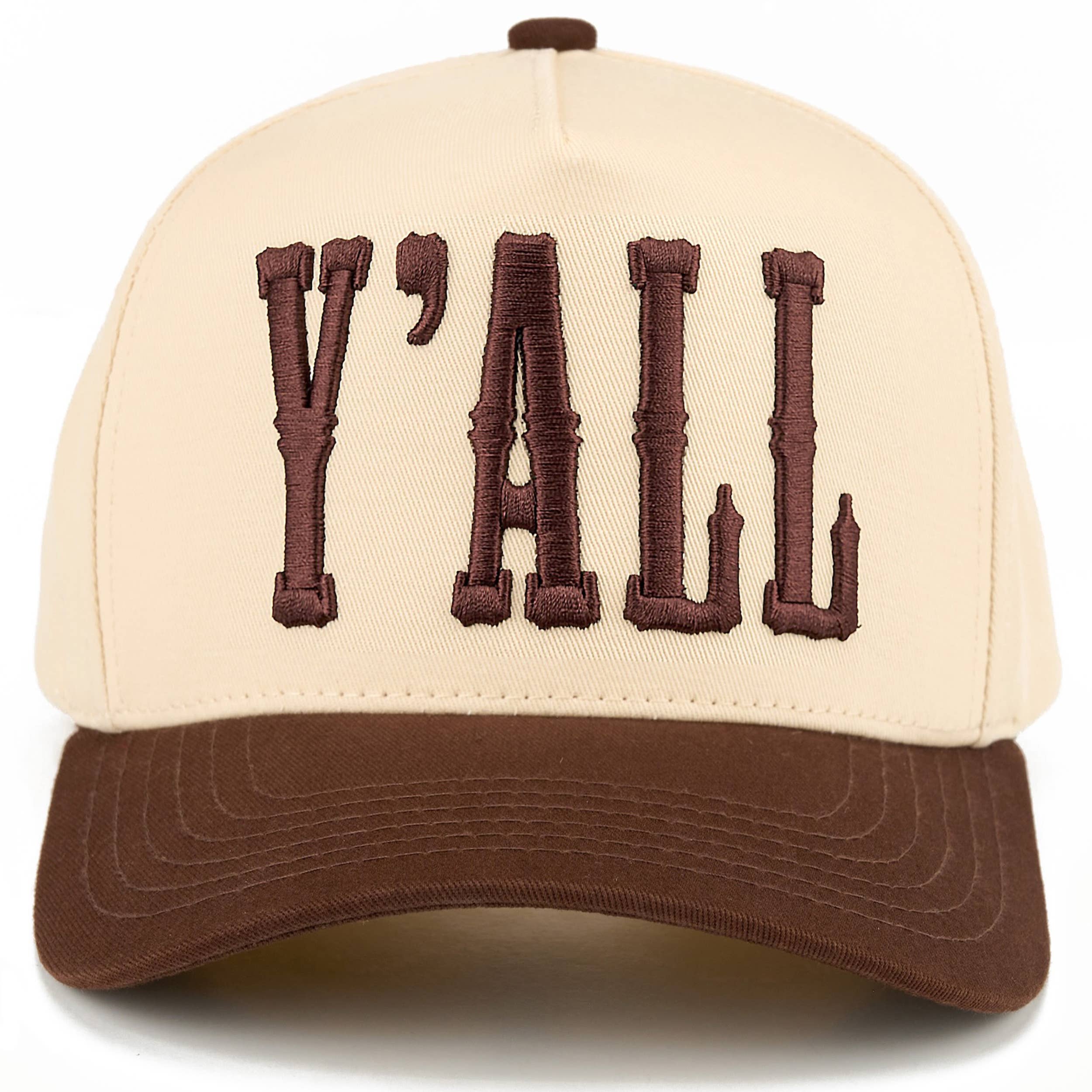 C.C Y'ALL Letter Embroidered Two Tone Trucker Hat