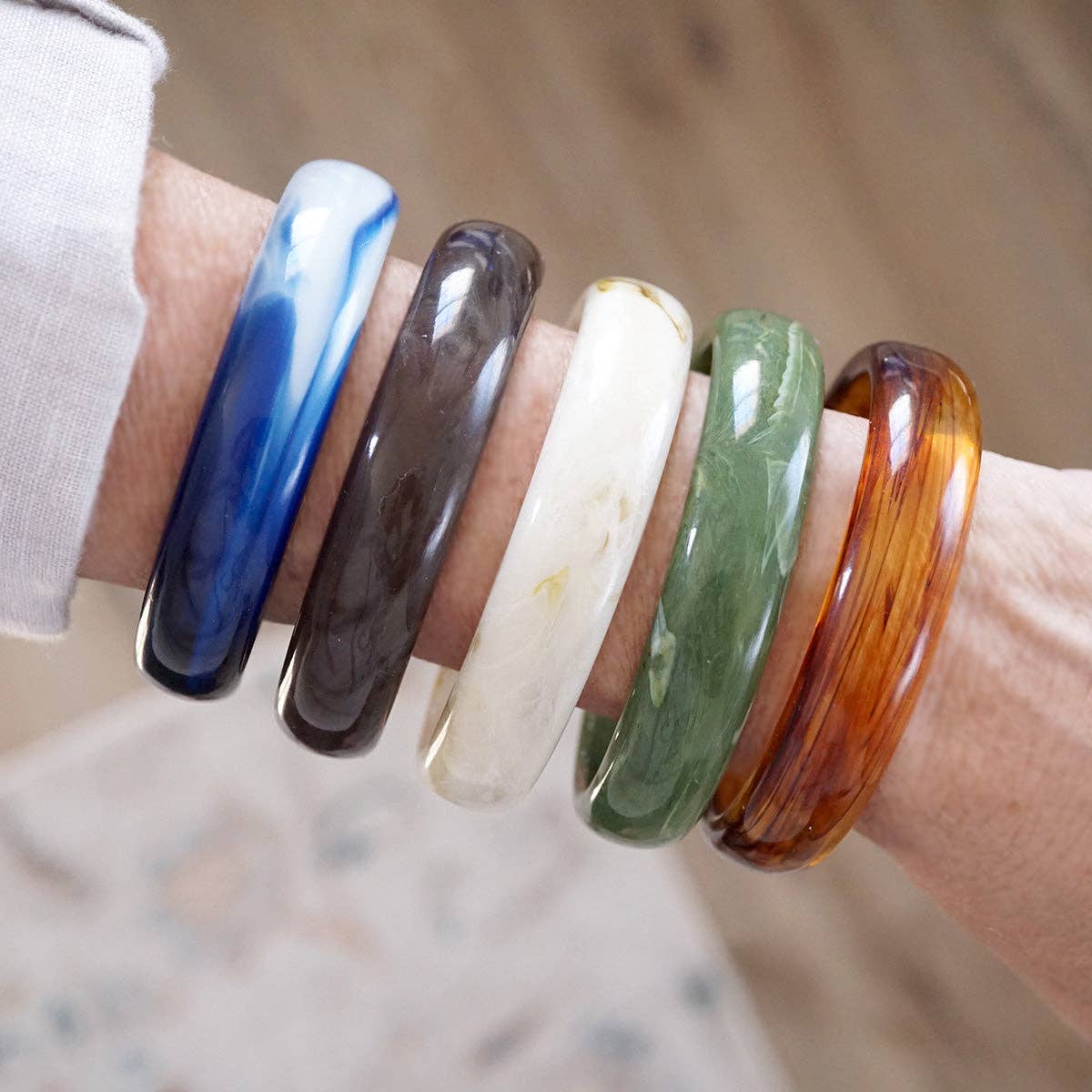 Marbled Muse – Rounded Acrylic Bangles