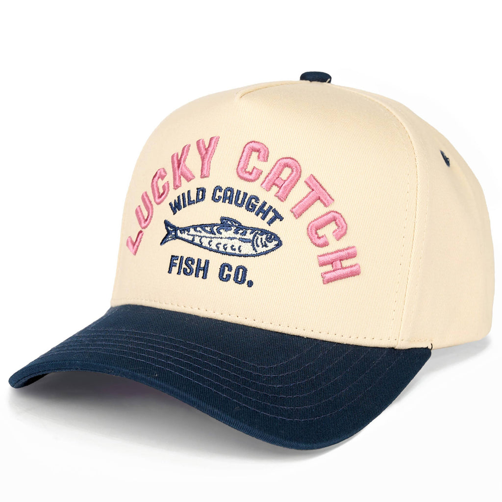 C.C LUCKY CATCH Embroidered Letter on Two Tone Trucker Hat