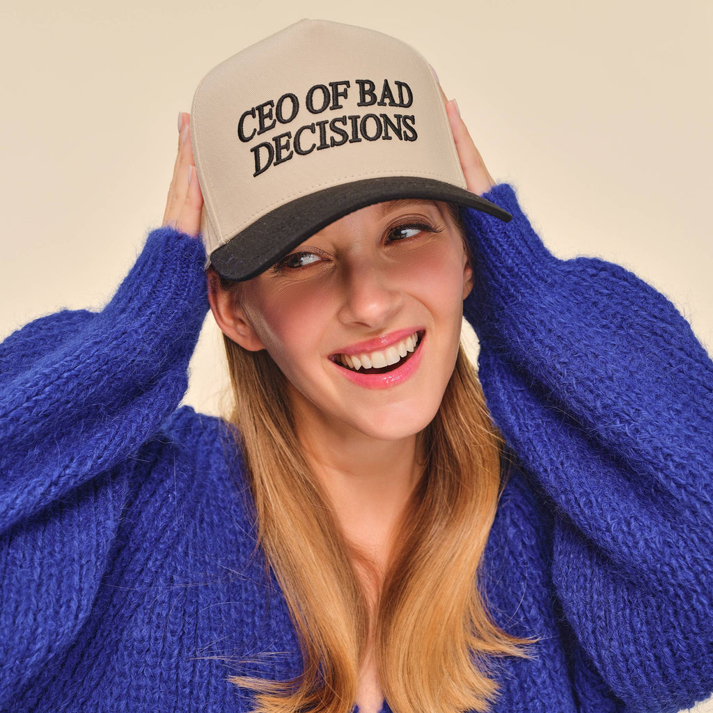 C.C CEO OF BAD DECISIONS Letter Two Tone Trucker Hat