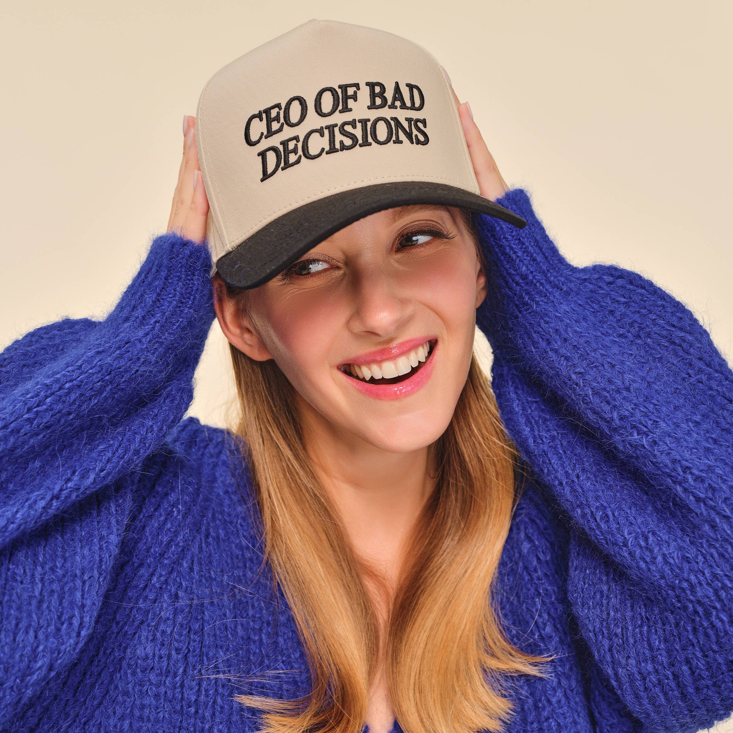 C.C CEO OF BAD DECISIONS Letter Two Tone Trucker Hat
